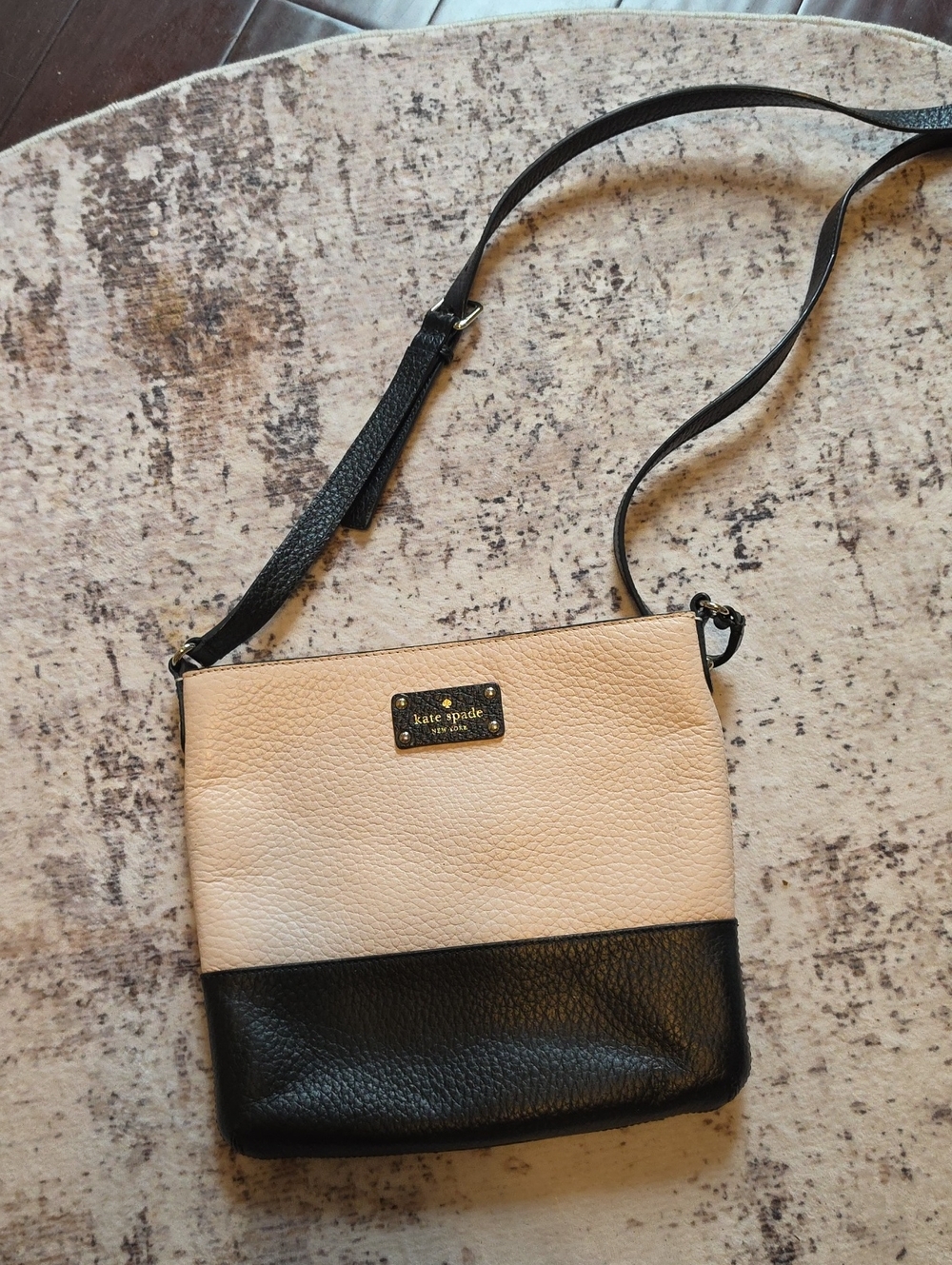 kate spade Two-Tone Pebbled Leather Crossbody in Beige and Black